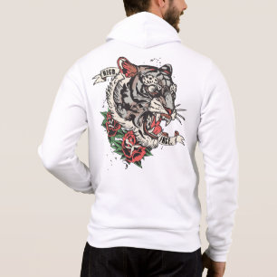Tiger Tattoo Rose Blume Tiger School 16 Hoodie