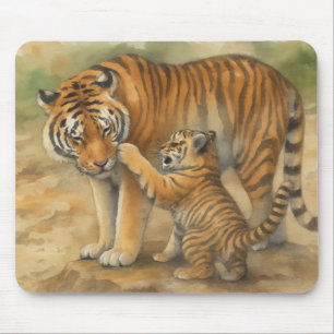 Tiger-Tenderness - Eltern und Küken im Wald Mousepad