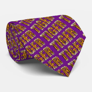 Tiger Text Tiger Print Team Mascot Necktie Krawatte