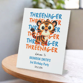 Tiger Threenager Junge 3. Geburtstag Party Willkom Sockelschild