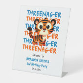 Tiger Threenager Junge 3. Geburtstag Party Willkom Sockelschild (Vorderseite)
