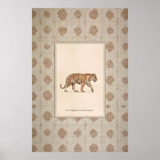 Tiger-Tier-Illustrationsposter laufender Tiger-Kun Poster (Vorne)