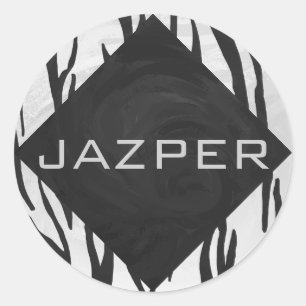 Tiger Tiger Black/White Print Runder Aufkleber