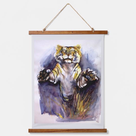 Tiger Tiger Hanging Tapestry Wandteppich Mit Holzrahmen (Vorderseite)