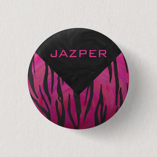Tiger Tiger Hot Pink und Schwarz Print Muster Button (Vorderseite)