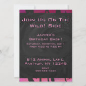 Tiger Tiger Hot Pink und Schwarz Print Muster Einladung (Rückseite)