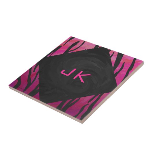 Tiger Tiger Hot Pink und Schwarz Print Muster Fliese (Seite)
