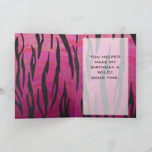 Tiger Tiger Hot Pink und Schwarz Print Muster Karte (Innenseite)