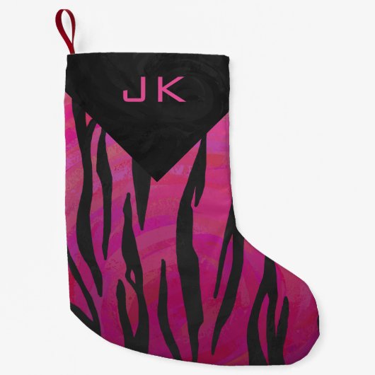 Tiger Tiger Hot Pink und Schwarz Print Muster Kleiner Weihnachtsstrumpf (Vorderseite)