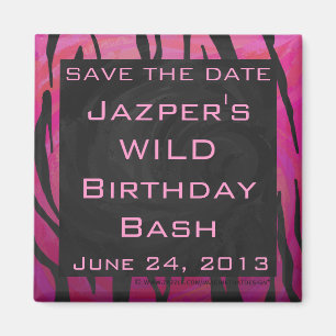 Tiger Tiger Hot Pink und Schwarz Print Muster Magnet