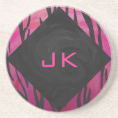 Tiger Tiger Hot Pink und Schwarz Print Muster Sandstein Untersetzer (Vorne)