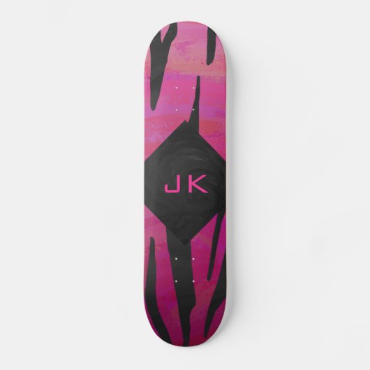 Tiger Tiger Hot Pink und Schwarz Print Muster Skateboard (Vorderseite)