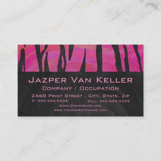 Tiger Tiger Hot Pink und Schwarz Print Muster Visitenkarte (Vorderseite)