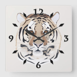 Tiger, Tigergesicht, Symbol von 2022 Quadratische Wanduhr