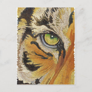 "Tiger Tiles" Tigerfass Mosaik Wasserfarbe Postkarte