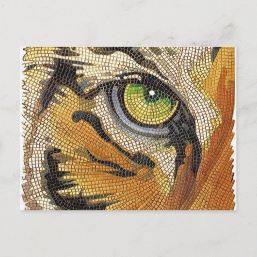 "Tiger Tiles" Tigerfass Mosaik Wasserfarbe Postkarte (Vorderseite)