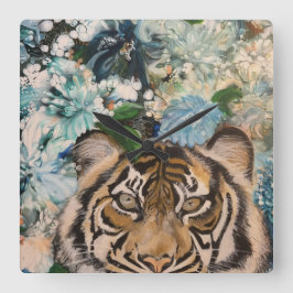 Tiger Time Quadratische Wanduhr