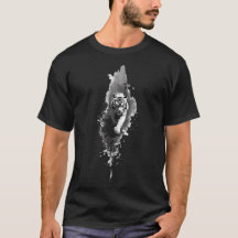 Tiger-Tinte-Wasch-Dunkel-Kunst-T-Shirt