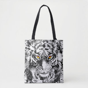 Tiger Tote Bag   Tiger Zeichnend   Schwarz und Wei Tasche