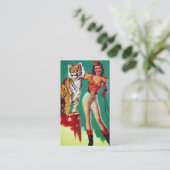 Tiger-Trainer-Pin-up-Girl Visitenkarte (Stehend Vorderseite)