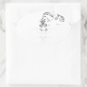 Tiger trinken ovaler aufkleber (Tasche)
