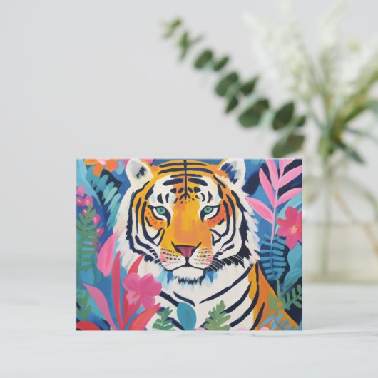 Tiger Tropical Postkarte (Stehend Vorderseite)