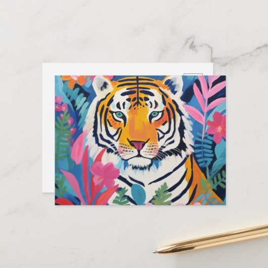 Tiger Tropical Postkarte (Vorderseite/Rückseite Beispiel)