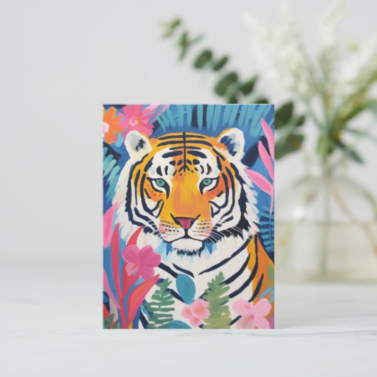 Tiger Tropical Postkarte (Stehend Vorderseite)