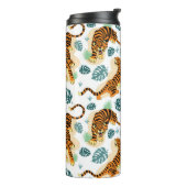 Tiger Tropische Blätter: Vintage Illustration. Thermosbecher (Nach links gedreht)