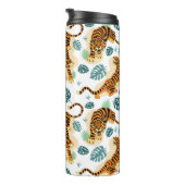 Tiger Tropische Blätter: Vintage Illustration. Thermosbecher (Nach rechts gedreht)