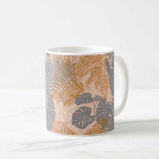 Tiger, tropisches Panther rosa Kaffeetasse (VorderseiteRechts)