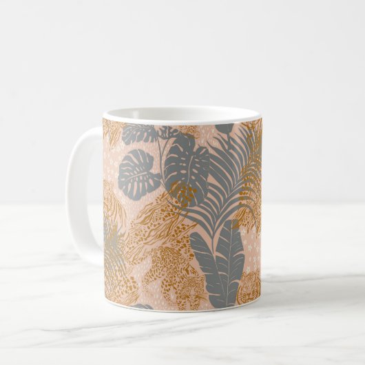 Tiger, tropisches Panther rosa Kaffeetasse (Vorderseite Links)