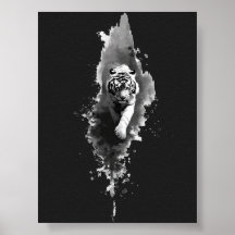 Tiger-Tusche-Wasch-Dunkle-Kunst-Poster