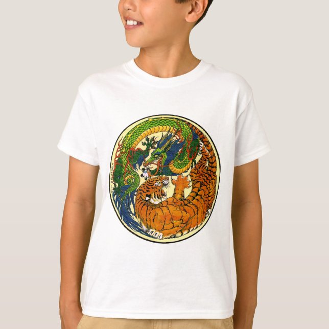 Tiger u. Drache Yin Yang T-Shirt (Vorderseite)