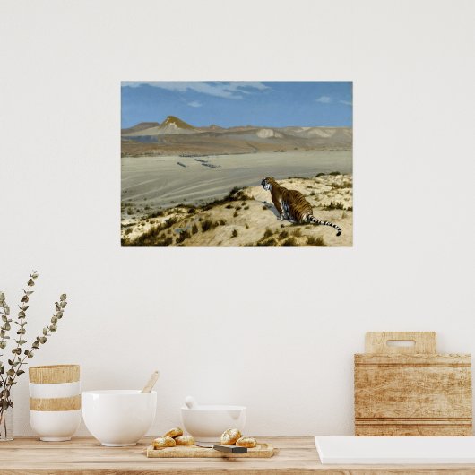 Tiger über die Uhr von Jean-Léon Gérôme Poster (Küche)