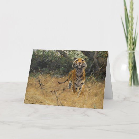 Tiger über die Uhr | Wilhelm Kuhnert Karte (Vorderseite)