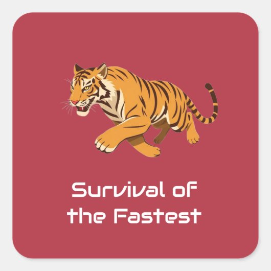 Tiger – Überleben des Schnellsten Quadratischer Aufkleber (Vorderseite)