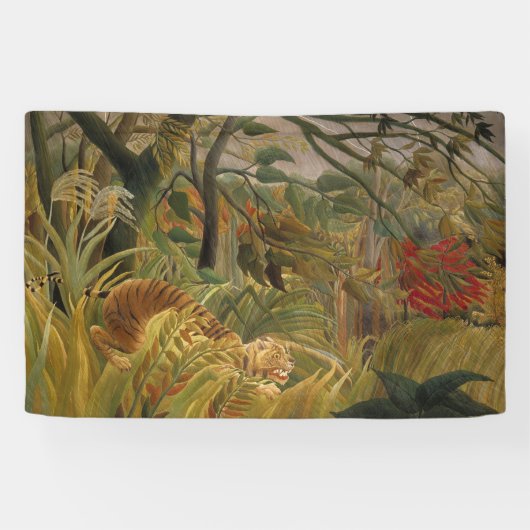 Tiger überrascht in einem tropischen Sturm Banner (Horizontal)
