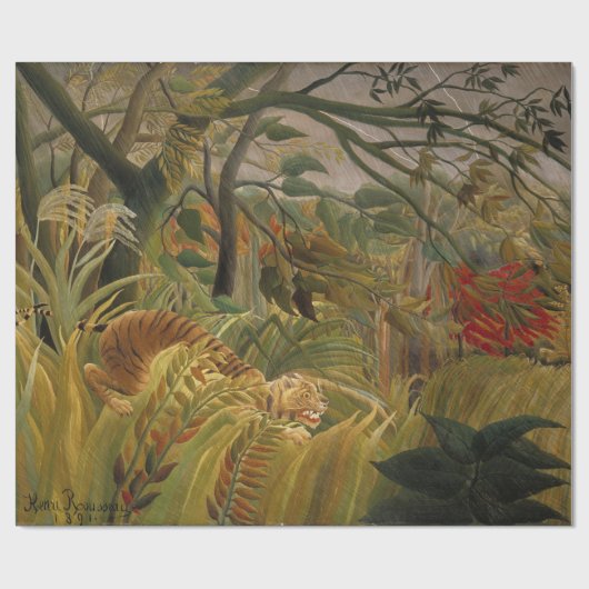 Tiger überrascht in einem tropischen Sturm Geschenkpapier (Flach)