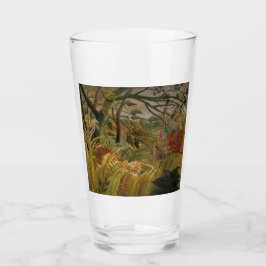 Tiger überrascht in einem tropischen Sturm Glas