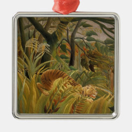 Tiger überrascht in einem tropischen Sturm Ornament Aus Metall