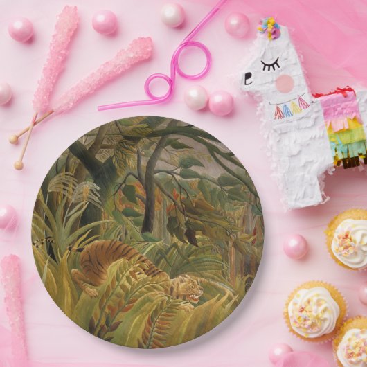 Tiger überrascht in einem tropischen Sturm Pappteller (Party)