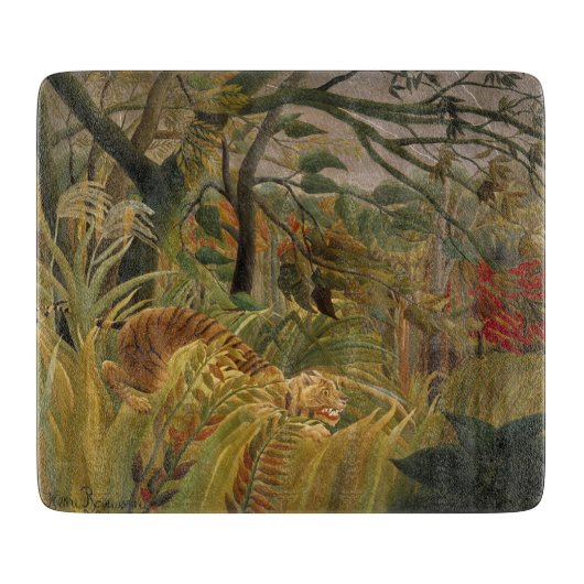 Tiger überrascht in einem tropischen Sturm Schneidebrett (Vorderseite)