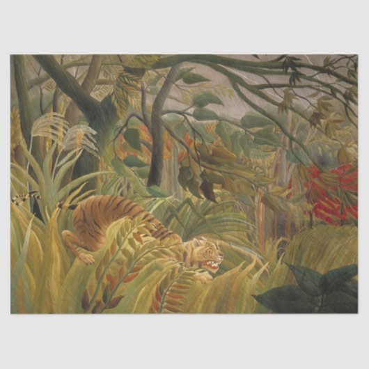 Tiger überrascht in einem tropischen Sturm Seidenpapier (Vorderseite)