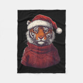 Tiger Ugly Sweater Weihnachtsmannmütze Weihnachten Fleecedecke (Vorderseite)