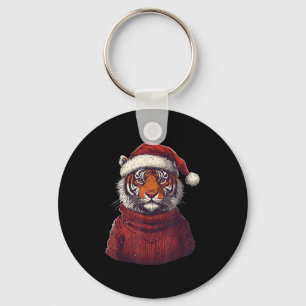 Tiger Ugly Sweater Weihnachtsmannmütze Weihnachten Schlüsselanhänger