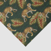 Tiger und Blätter auf Green Decoupage Seidenpapier (Detail)