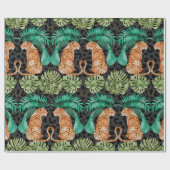 Tiger und Blätter in Aquarellfarben Nahtloses Must Geschenkpapier (Flach)