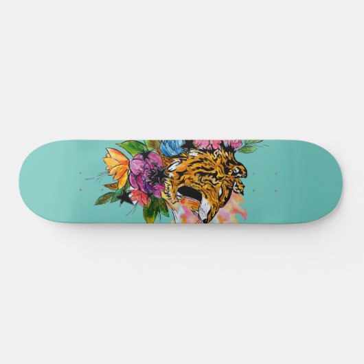 Tiger und Blume Skateboard (Horizontal)