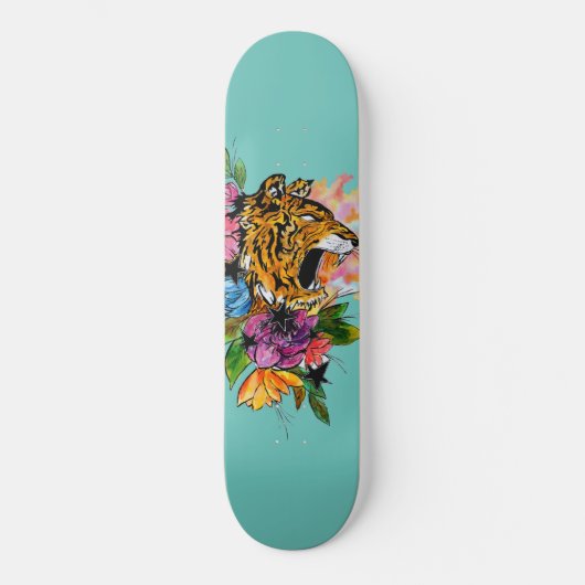 Tiger und Blume Skateboard (Vorderseite)